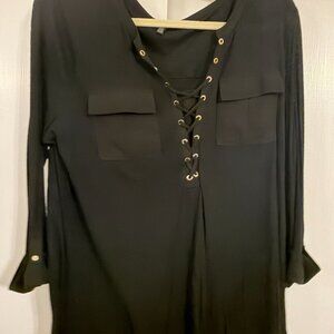 WHITE HOUSE BLACK MARKET BLACK PROFESSIONAL STYLISH SHIRT 3/4 SLEEVES SZ LARGE
